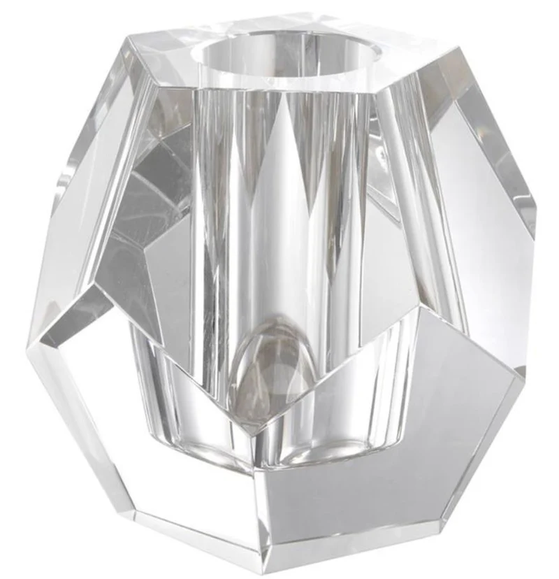 Casa Padrino Luxus Teelichthalter 16 x 16 x H. 15 cm - Kristallglas Deko Accessoires