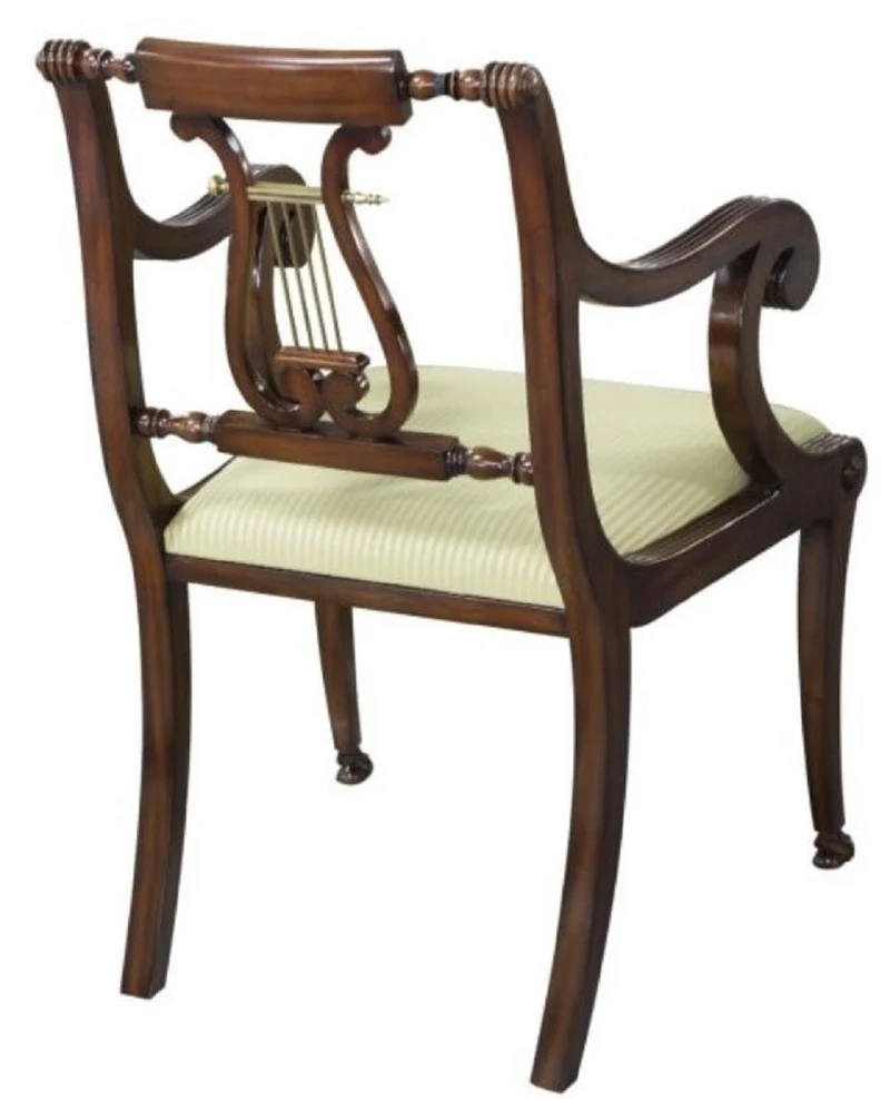 Casa Padrino Luxus Barock Esszimmerstuhl mit Armlehnen Braun / Gold 59 x 59 x H. 88 cm - Esszimmermöbel