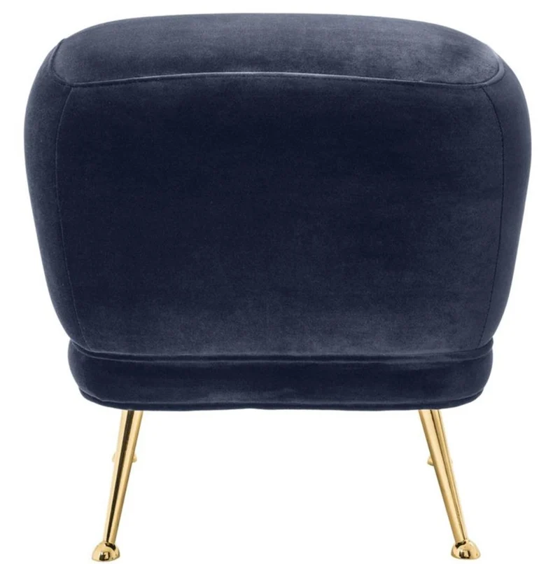 Casa Padrino Luxus Samt Hocker Mitternachtsblau / Messingfarben 47 x 47 x H. 47 cm - Luxus Möbel