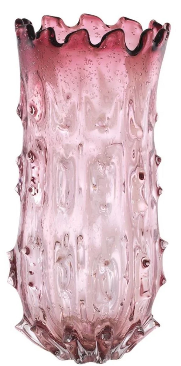 Casa Padrino Luxus Deko Glas Vase Blassrosa Ø 24 x H. 42 cm - Designer Blumenvase