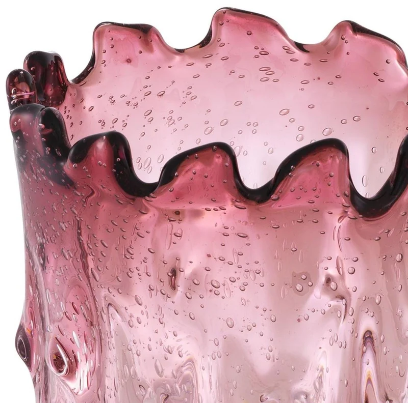 Casa Padrino Luxus Deko Glas Vase Blassrosa Ø 24 x H. 42 cm - Designer Blumenvase