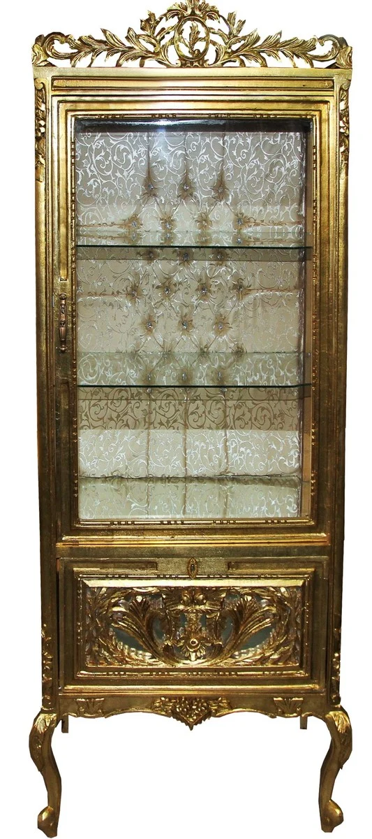 Casa Padrino Barock Vitrine Gold / Gold - Vitrinenschrank - Wohnzimmerschrank Glasvitrine - Antik Look