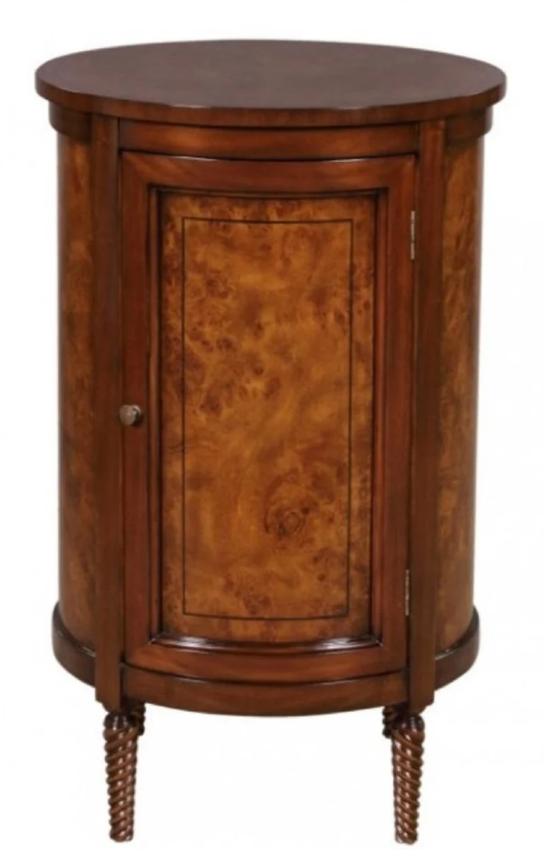 Casa Padrino Luxus Jugendstil Kommode Hellbraun / Braun Ø 57 x H. 82 cm - Kleiner Runder Schrank mit 2 Türen