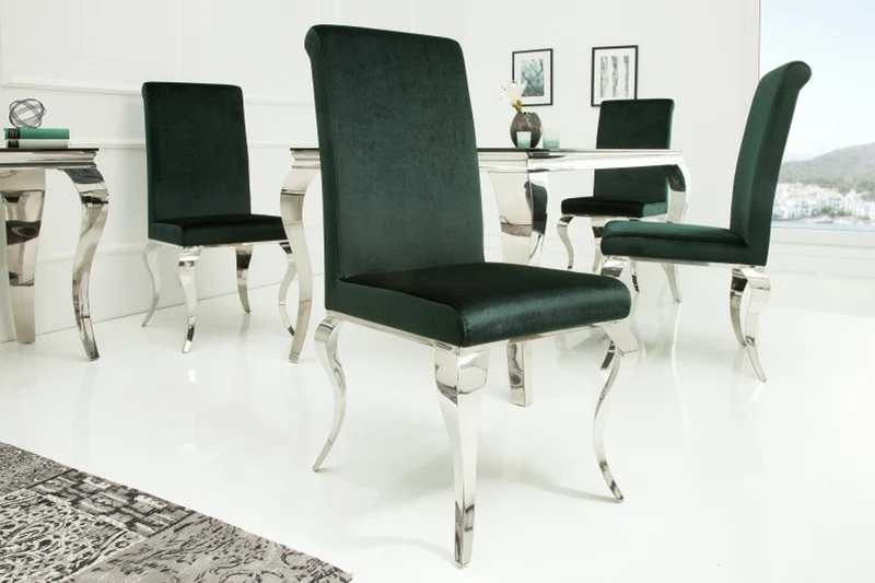 Casa Padrino Designer Esszimmerstuhl Edelgrün - Designer Stuhl - Modern Barock