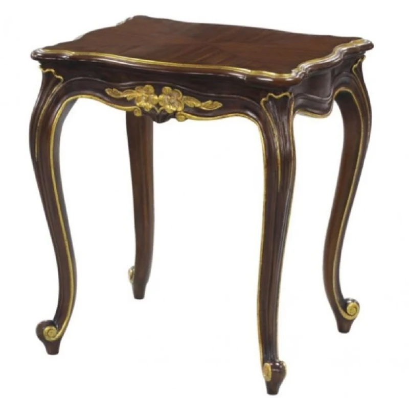 Casa Padrino Luxus Barock Beistelltisch Dunkelbraun / Gold 58 x 48 x H. 66 cm - Luxus Qualität