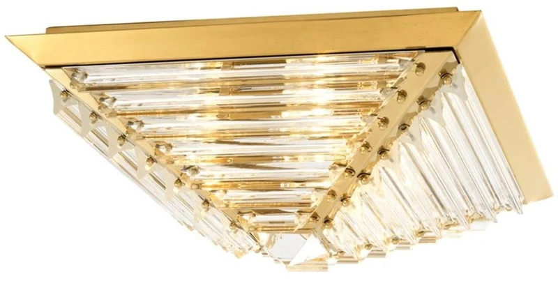 Casa Padrino Luxus Deckenleuchte mit Kristallglas Gold 49 x 49 x H. 21 cm - Luxus Qualität