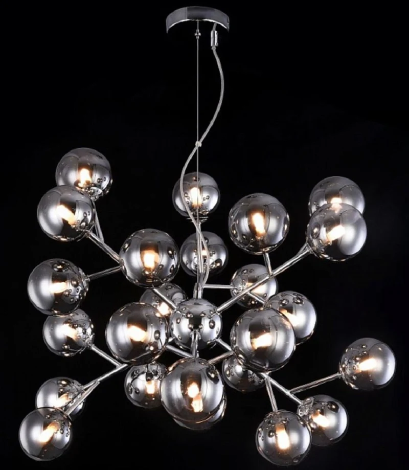 Casa Padrino Wohnzimmer Hängeleuchte Silber Ø 65 x H. 40 cm - Hängelampe mit kugelförmigen Lampenschirmen