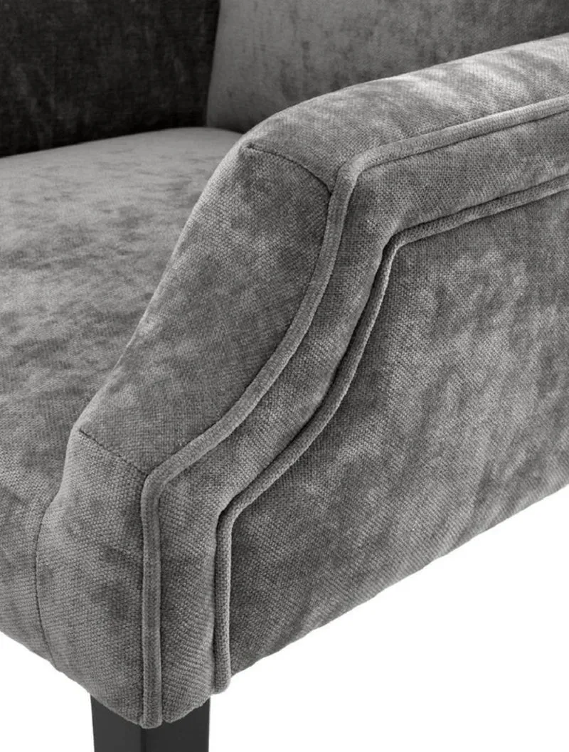 Casa Padrino Luxus Esszimmerstuhl Grau / Schwarz 63 x 76 x H. 115 cm - Hochlehner Esszimmerstuhl mit Armlehnen