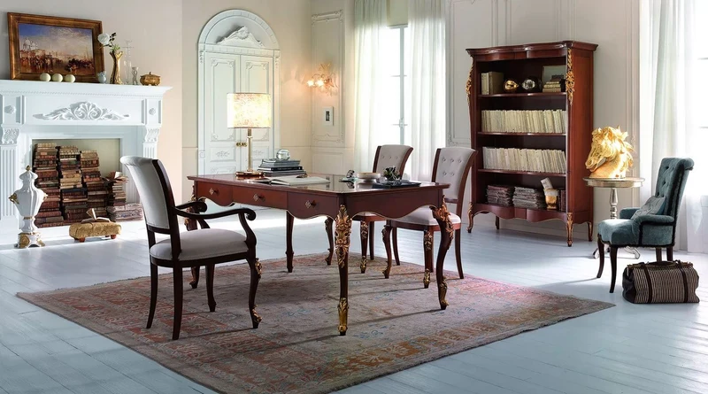 Casa Padrino Luxus Barock Schreibtisch mit 3 Schubladen Braun / Gold - Handgefertigter Bürotisch im Barockstil - Barock Büro Möbel - Luxus Möbel im Barockstil - Luxus Qualität - Made in Italy