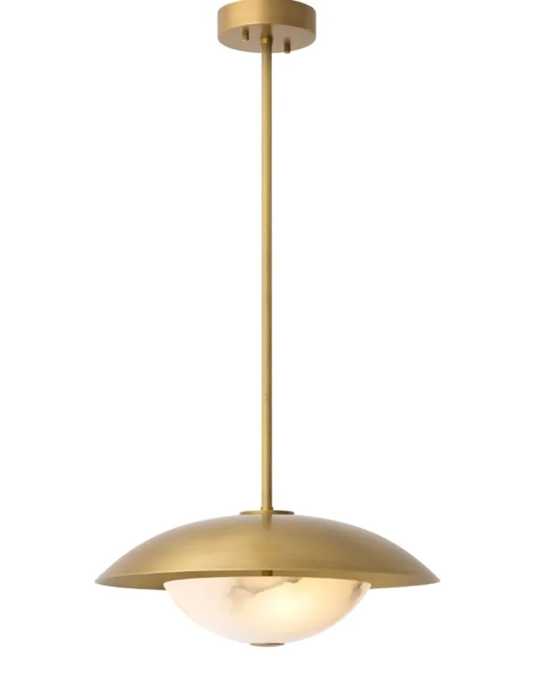 Casa Padrino Luxus Hängeleuchte Antik Messingfarben / Alabaster Ø 50 cm x H. 20 cm