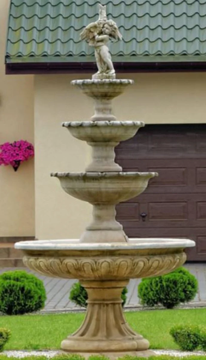 Casa Padrino Barock Gartenbrunnen / Springbrunnen Ø 150 x H. 300 cm - Prunkvoller Brunnen im Barockstil