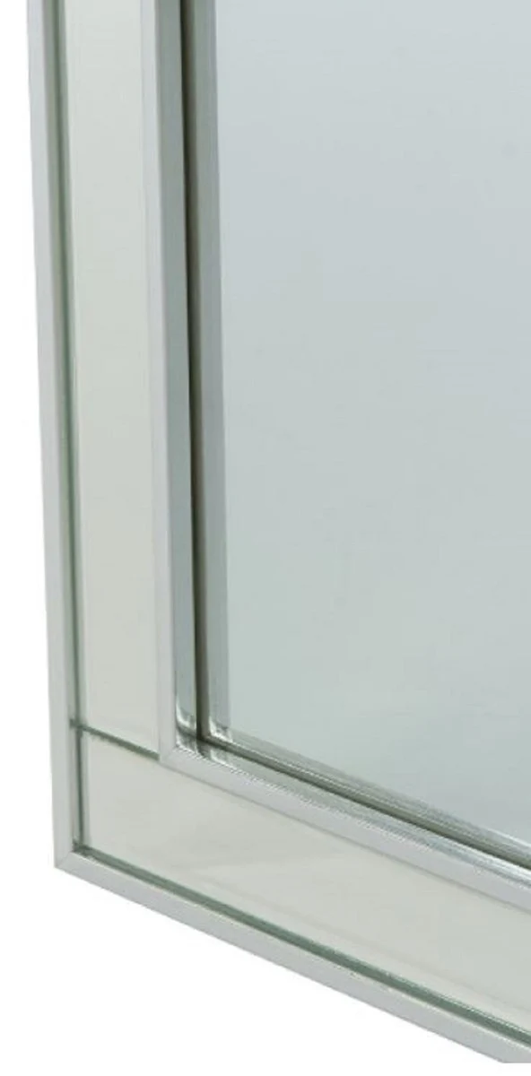 Casa Padrino Luxus Schmuckschrank Silber 40 x 9 x H. 80 cm - Spiegelschrank mit verspiegelter Schiebetür