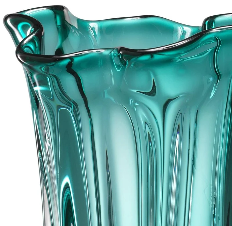 Casa Padrino Luxus Glas Vase / Blumenvase Türkis Ø 19 x H. 34 cm - Deko Accessoires