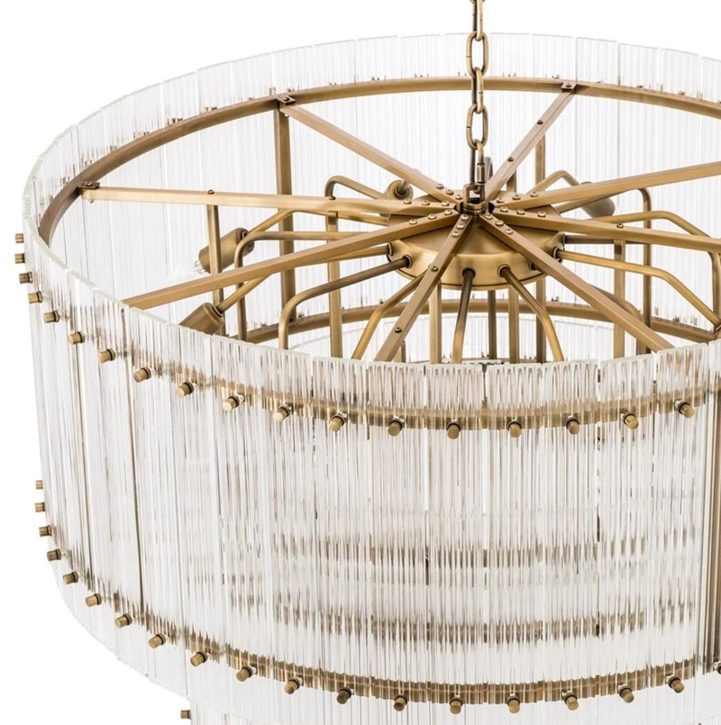 Casa Padrino Kronleuchter Antik Messing Ø 93 x H. 70 cm - Runder Luxus Kronleuchter