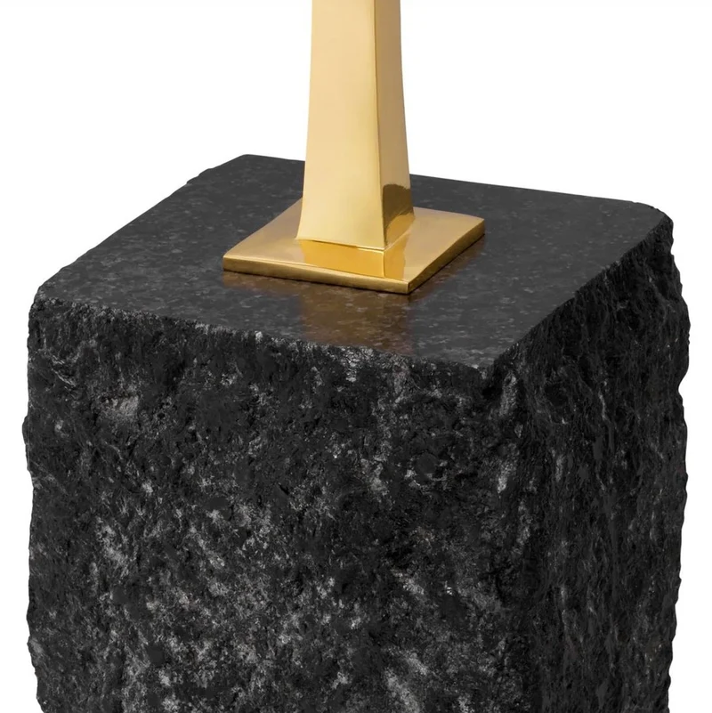 Casa Padrino Luxus Beistelltisch Messing / Schwarz 35 x 25 x H. 54,5 cm - Messing Tisch mit Granitsockel - Luxus Möbel - Wohnzimmer Möbel - Luxus Einrichtung - Wohnzimmer Einrichtung