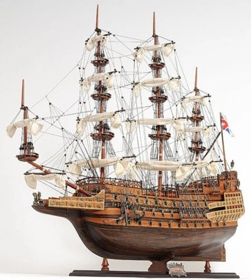 Casa Padrino Luxus Deko Schiff Sovereign of the Seas Braun / Mehrfarbig 88,9 x 29 x H. 94 cm - Handgefertigtes Holz Segelschiff Modell