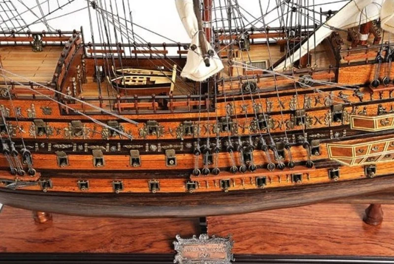 Casa Padrino Luxus Deko Schiff Sovereign of the Seas Braun / Mehrfarbig 88,9 x 29 x H. 94 cm - Handgefertigtes Holz Segelschiff Modell