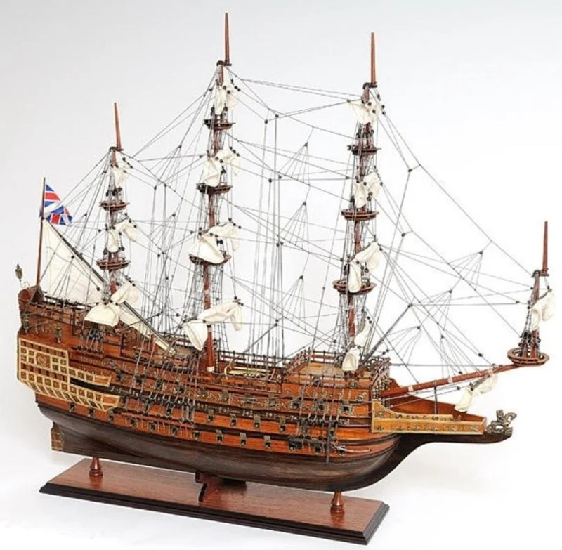 Casa Padrino Luxus Deko Schiff Sovereign of the Seas Braun / Mehrfarbig 88,9 x 29 x H. 94 cm - Handgefertigtes Holz Segelschiff Modell