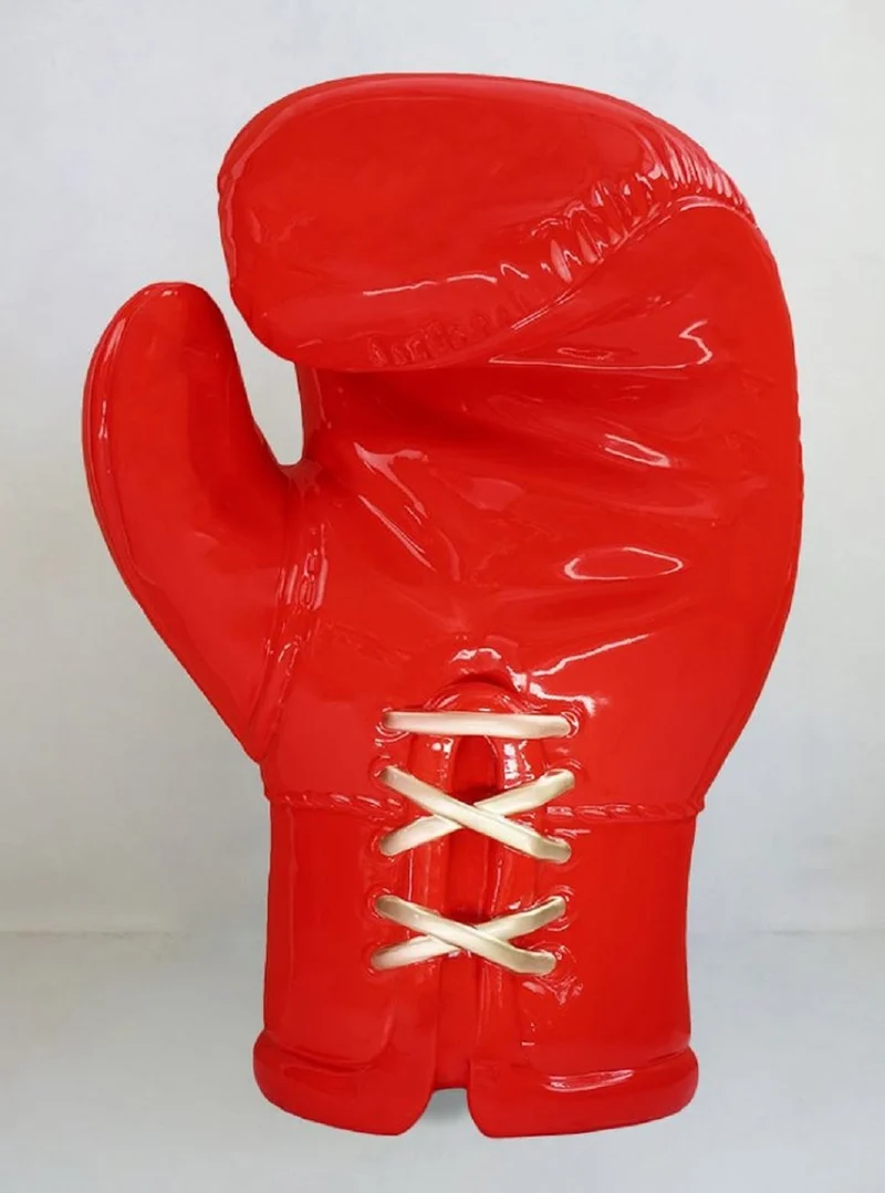 Casa Padrino XXL Deko Boxhandschuh Rot / Gold H. 120 cm - Wohnzimmer & Büro Deko