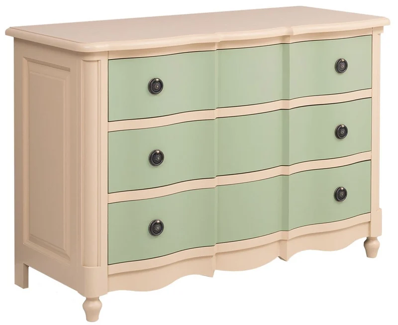 Casa Padrino Landhausstil Kommode mit 3 Schubladen Beige / Grün 130 cm - Landhausstil Möbel