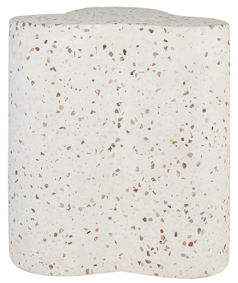 Casa Padrino Luxus Terrazzo Naturstein Beistelltisch / Hocker Weiß 41,5 x 41,5 x H. 45 cm - Wohnzimmer Möbel - Hotel Möbel - Naturstein Möbel - Luxus Möbel - Luxus Einrichtung