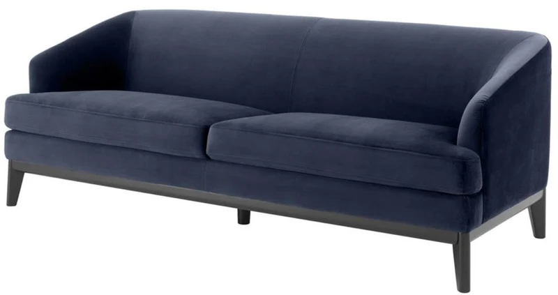 Casa Padrino Luxus Wohnzimmer Sofa Mitternachtsblau / Schwarz 195 x 90 x H. 75 cm - Luxus Möbel