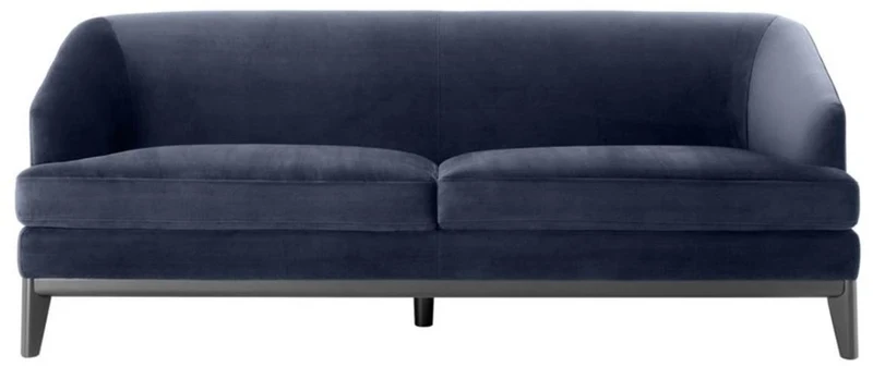 Casa Padrino Luxus Wohnzimmer Sofa Mitternachtsblau / Schwarz 195 x 90 x H. 75 cm - Luxus Möbel