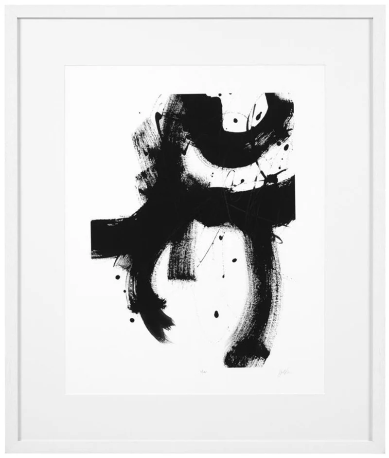 Casa Padrino Luxus Bild Design II Schwarz / Weiß 85 x H. 100 cm - Kunstdruck mit Holzrahmen