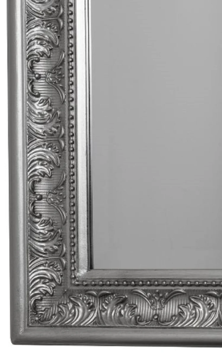 Casa Padrino Barock Wandspiegel Silber 62 x H. 187 cm - Handgefertigter Spiegel im Barockstil