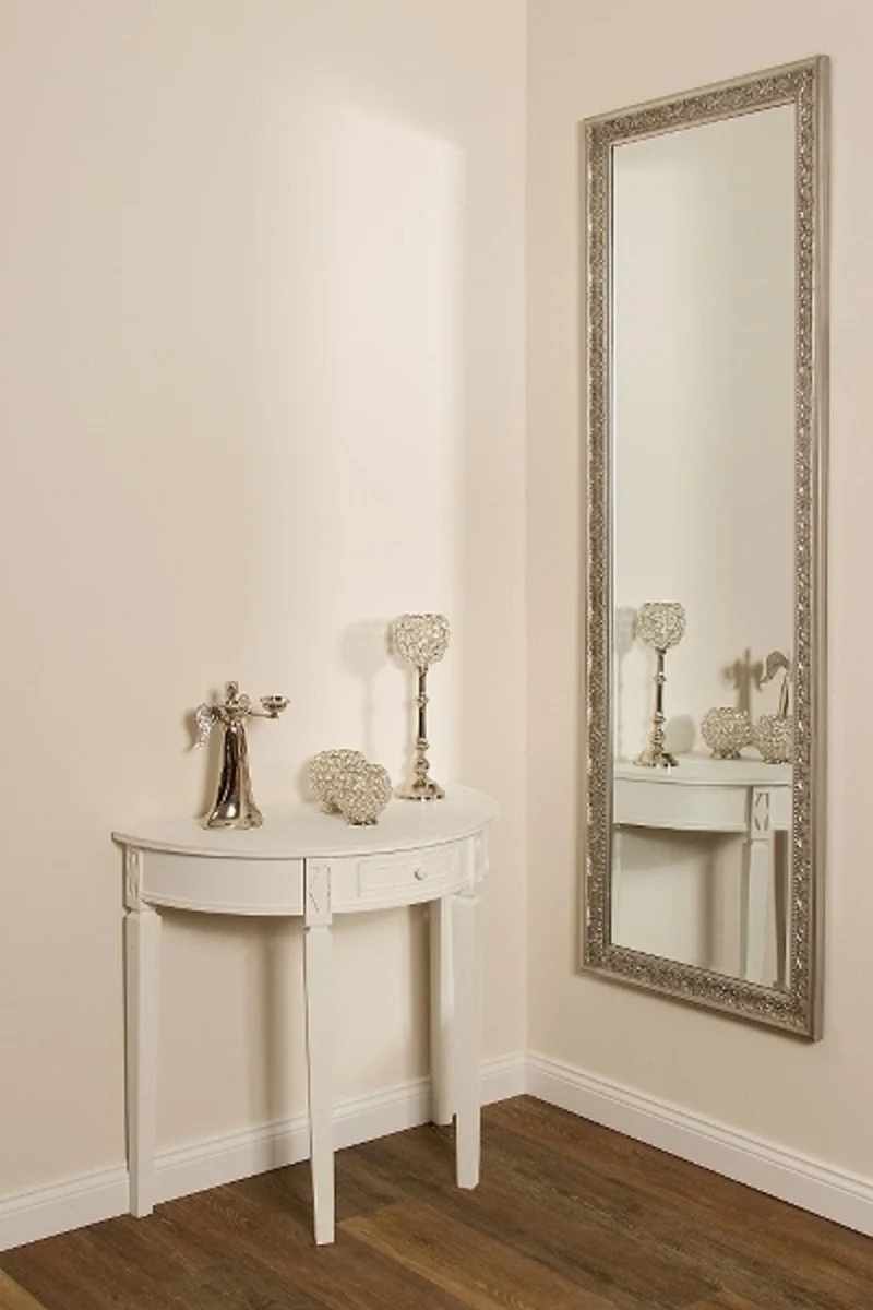 Casa Padrino Barock Wandspiegel Silber 62 x H. 187 cm - Handgefertigter Spiegel im Barockstil