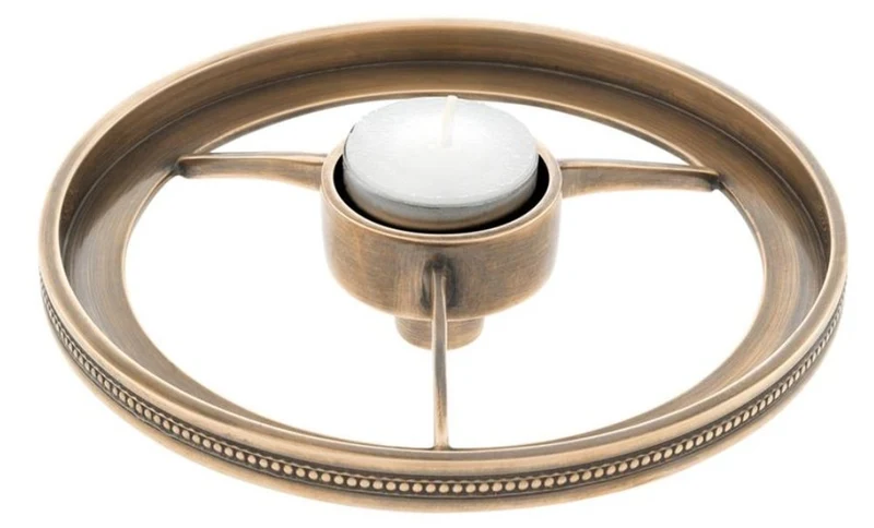 Casa Padrino Luxus Teelichthalter-Lampenschirm Vintage Messing Ø 16 x H. 13,5 cm - Hotel & Restaurant Accessoires