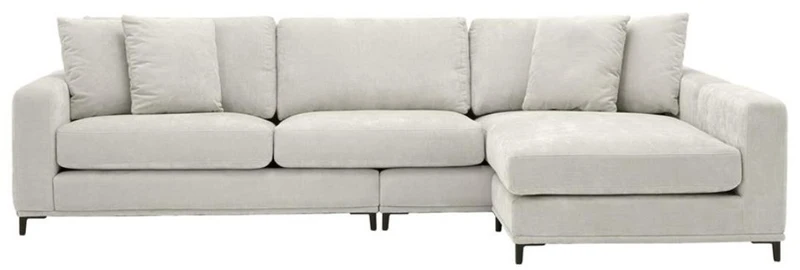 Casa Padrino Wohnzimmer Sofa Sandfarben / Schwarz 284 x 172 x H. 76 cm - Luxus Ecksofa