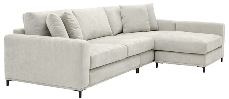 Casa Padrino Wohnzimmer Sofa Sandfarben / Schwarz 284 x 172 x H. 76 cm - Luxus Ecksofa