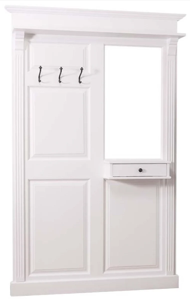 Casa Padrino Landhausstil Garderobe mit Schublade Weiß 131 x 19 x H. 210 cm - Landhausstil Möbel