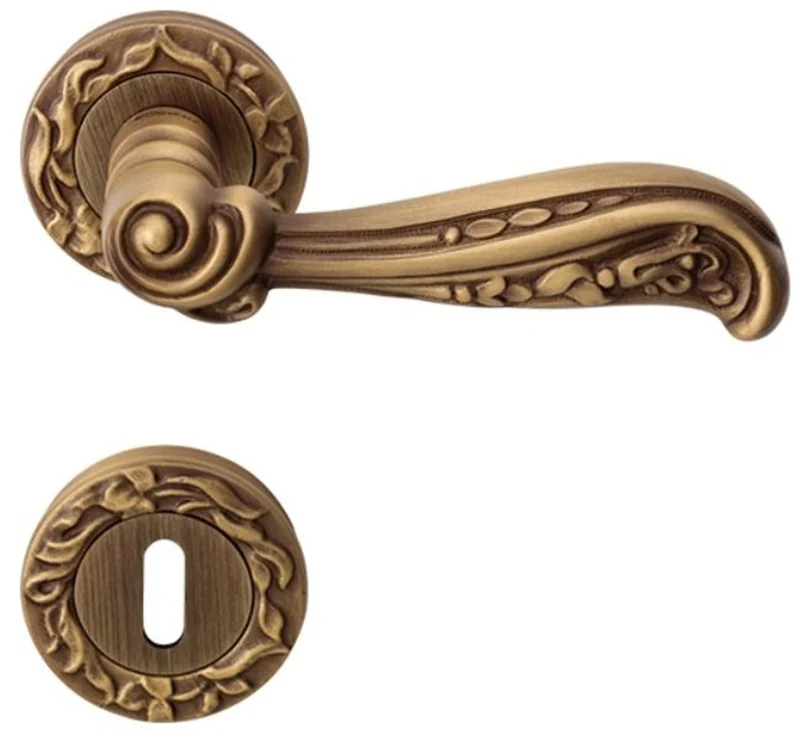 Casa Padrino Barock Türgriff Set Messing Patiniert 14 x H. 5,3 cm - Türgriffe im Barockstil