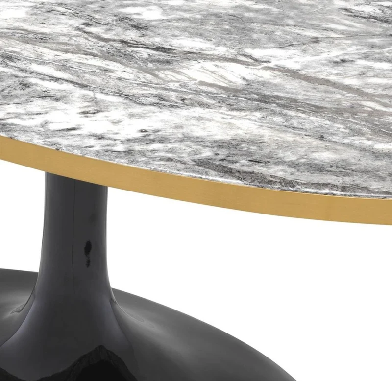 Casa Padrino Luxus Couchtisch Grau / Messing / Schwarz 120 x 60 x H. 50,5 cm - Ovaler Wohnzimmertisch