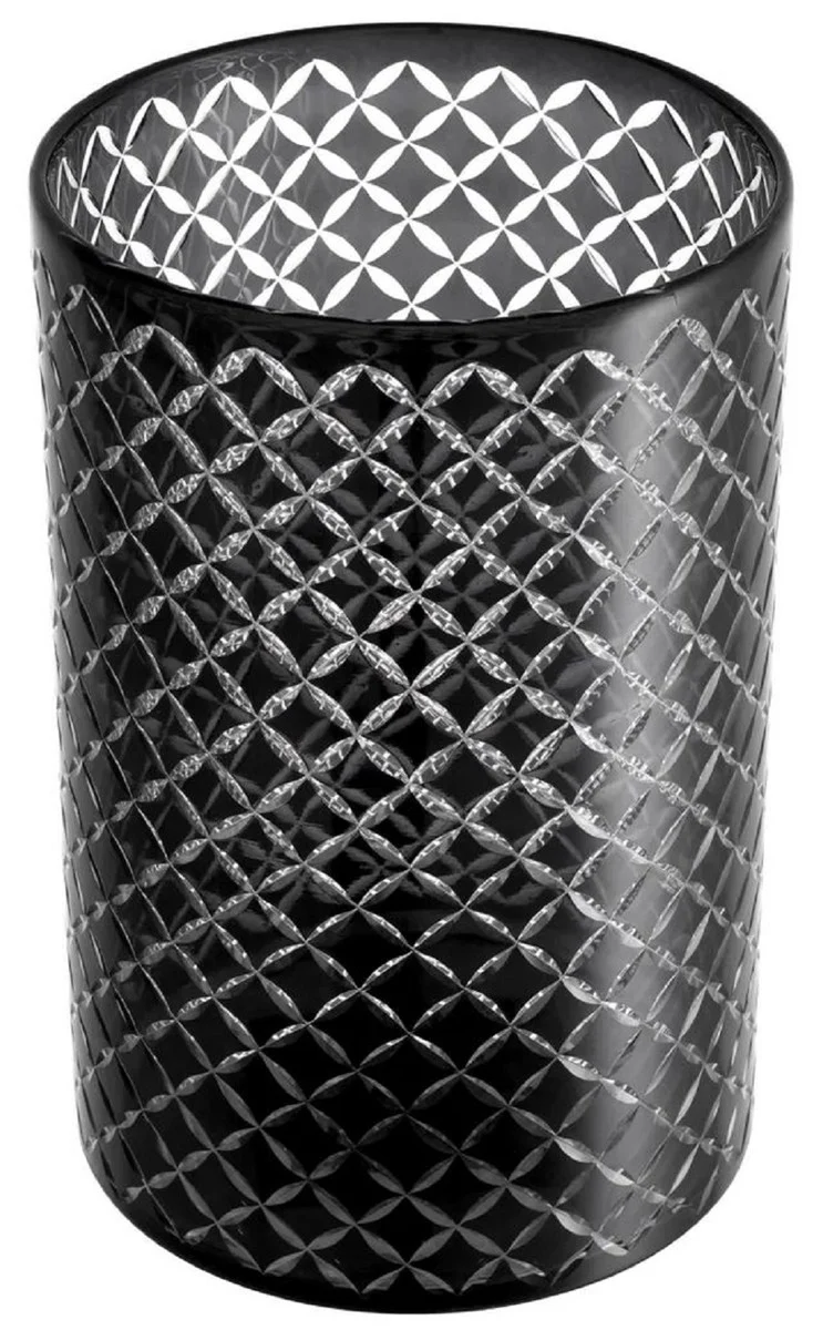 Casa Padrino Luxus Glas Kerzenleuchter Schwarz Ø 21 x H. 31 cm - Hotel Accessoires - Restaurant Accessoires - Gastronomie Accessoires - Luxus Qualität