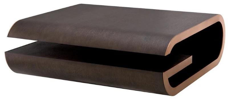 Casa Padrino Luxus Couchtisch Mokka / Messing 100 x 100 x H. 33 cm - Designer Wohnzimmertisch - Wohnzimmer Möbel - Luxus Möbel - Designer Möbel - Luxus Einrichtung - Designer Einrichtung
