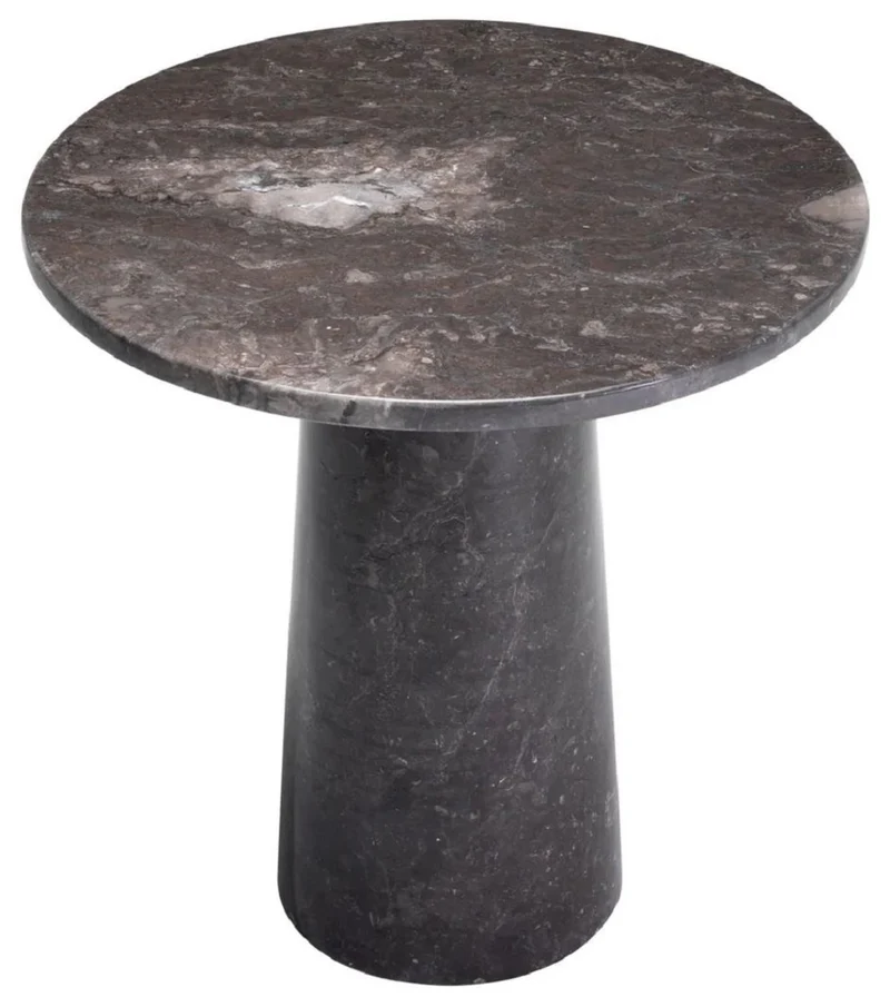 Casa Padrino Luxus Marmor Beistelltisch Grau Ø 55 x H. 57 cm - Runder Tisch aus hochwertigem Marmor - Marmor Möbel - Luxus Möbel - Luxus Qualität