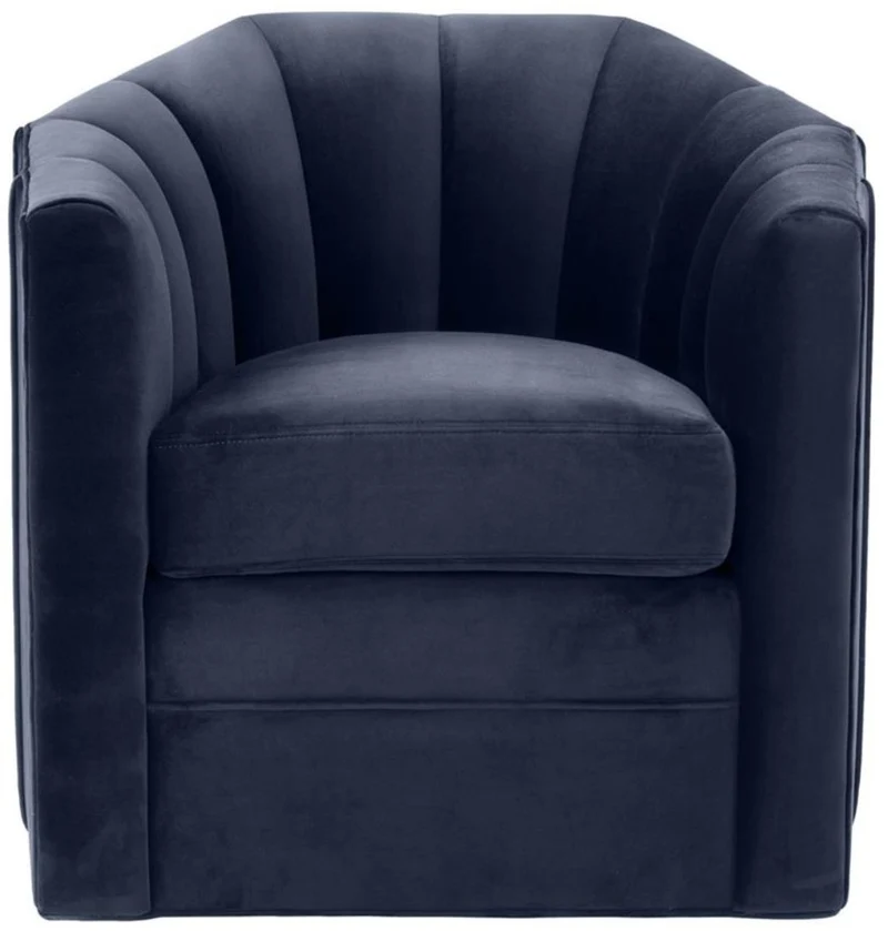 Casa Padrino Luxus Drehsessel Mitternachtsblau 84 x 85 x H. 77 cm - Wohnzimmer Sessel