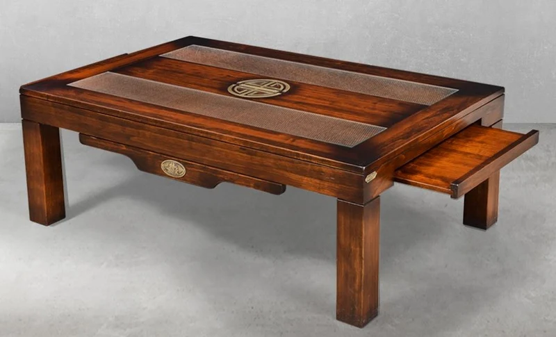 Casa Padrino Luxus Vintage Stil Couchtisch Braun 125 x 80 x H. 45,5 cm - Massivholz Wohnzimmertisch - Vintage Stil Wohnzimmer Möbel - Luxus Wohnzimmer Möbel - Massivholz Wohnzimmer Möbel