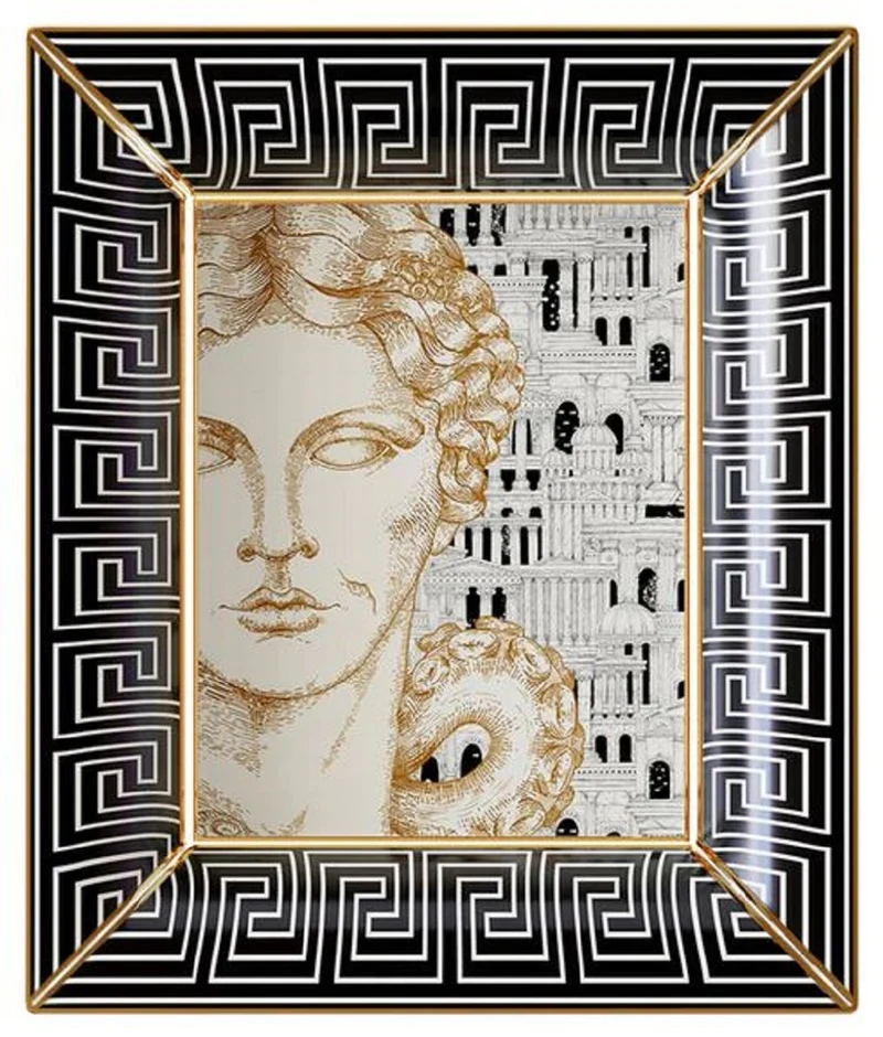 Casa Padrino Luxus Deko Schale Dame Weiß / Schwarz / Gold 20,5 x 17,5 x H. 13,5 cm - Handbemalte Porzellan Schale - Luxus Qualität - Made in Italy