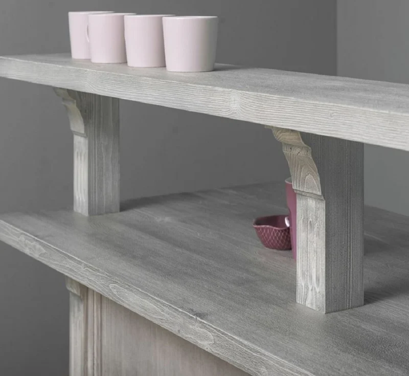 Casa Padrino Landhausstil Bar Theke Grau 180 x 68 x H. 120 cm - Massivholz Thekentisch - Massivholz Barmöbel - Barmöbel im Landhausstil - Landhausstil Einrichtung