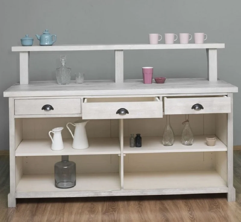 Casa Padrino Landhausstil Bar Theke Grau 180 x 68 x H. 120 cm - Massivholz Thekentisch - Massivholz Barmöbel - Barmöbel im Landhausstil - Landhausstil Einrichtung