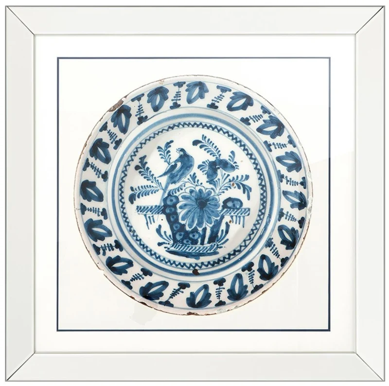 Casa Padrino Bilder / Kunstdruck 4er Set Antike Chinesische Porzellan Teller Weiß / Blau 80 x H. 80 cm - Luxus Wanddekoration
