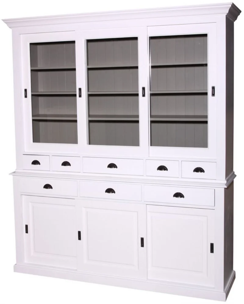 Casa Padrino Landhausstil Küchenschrank 199 x 48 x H. 225 cm - Verschiedene Farben - 2 Teiliger Küchenschrank mit 6 Schiebetüren und 8 Schubladen