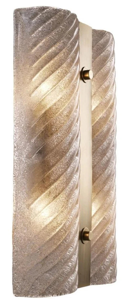 Casa Padrino Luxus Wandleuchte Antik Messing 30 x 8 x H. 48,5 cm - Wandlampe mit mundgeblasenem Glas