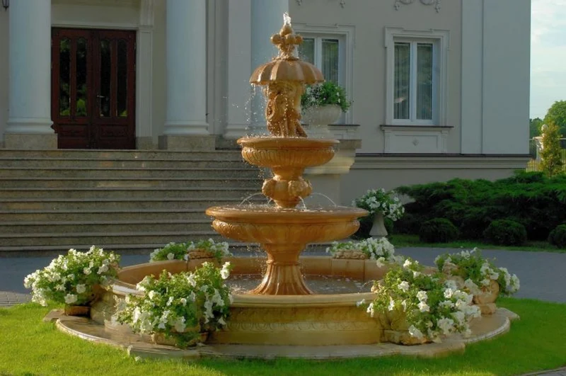 Casa Padrino Barock Gartenbrunnen Ø 445 x H. 290 cm - Prunkvoller 3-Stufiger Kunststein Springbrunnen