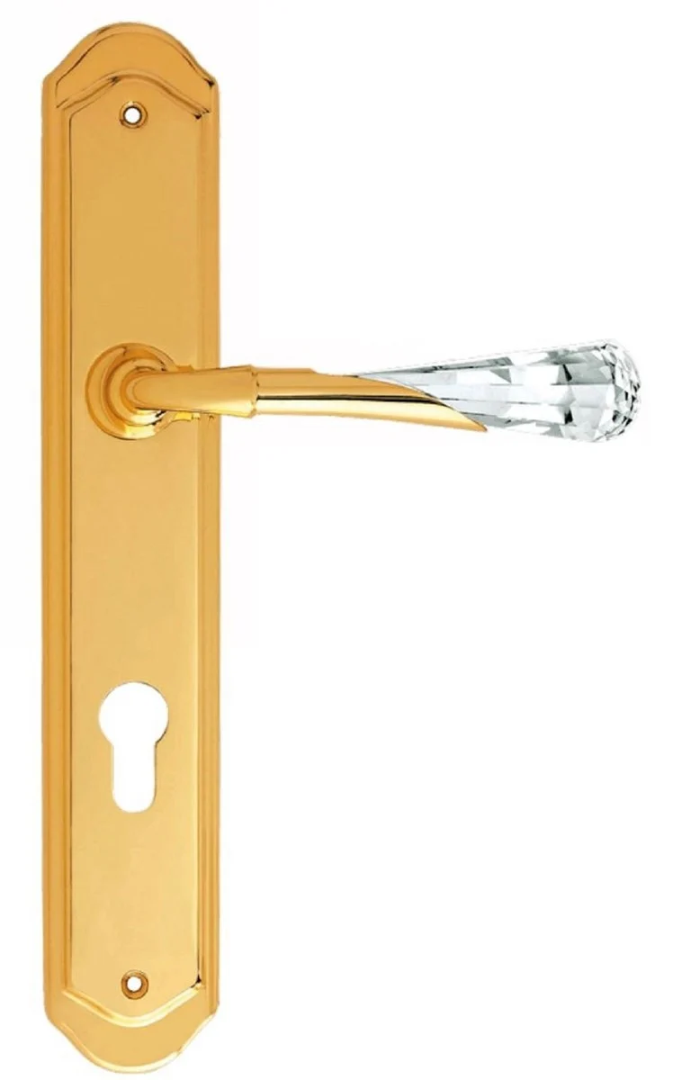Casa Padrino Luxus Türklinken Set Gold 15 x H. 28 cm - Türgriffe mit Swarovski Kristallglas