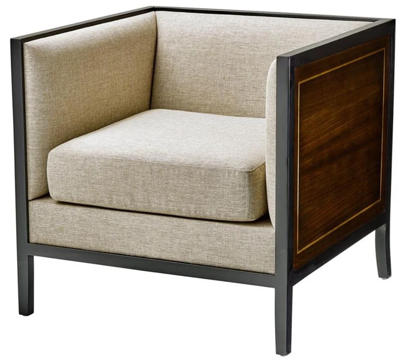 Casa Padrino Luxus Sessel Grau / Schwarz / Braun 70 x 70 x H. 67,5 cm - Hotel Möbel